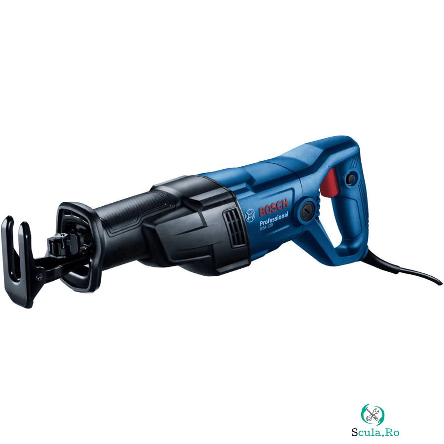 BOSCH Fierastrau tip sabie Bosch Professional GSA 120, 1200 W, 3000 curse/min, 220 mm adancime maxima de taiere, cutie carton, cheie hexagonala, panza fierastrau la 909.65 lei ron