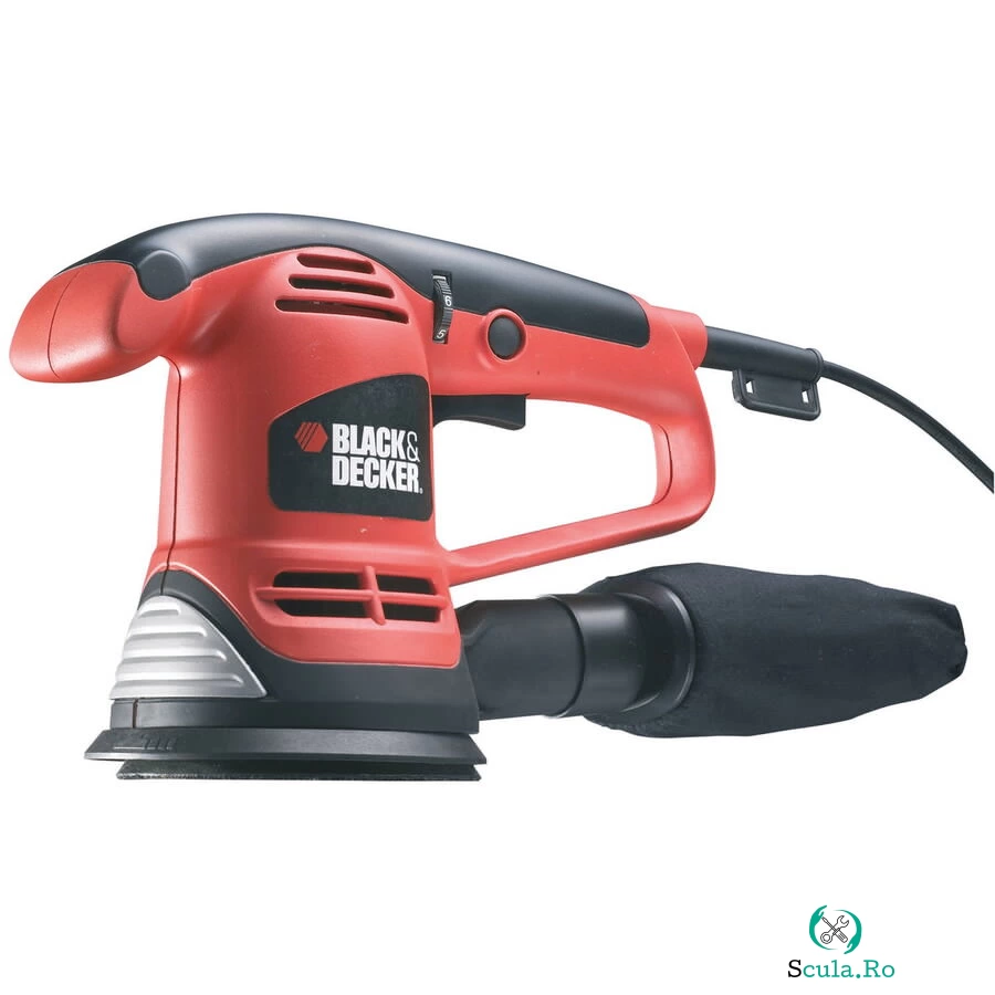 Black & Decker Slefuitor rotativ cu excentric Black & Decker KA191EK, 480W, 125mm, 4000-1200 RPM - kitbox si 3 foi abrazive, Rosu-Negru la 420.84 lei ron