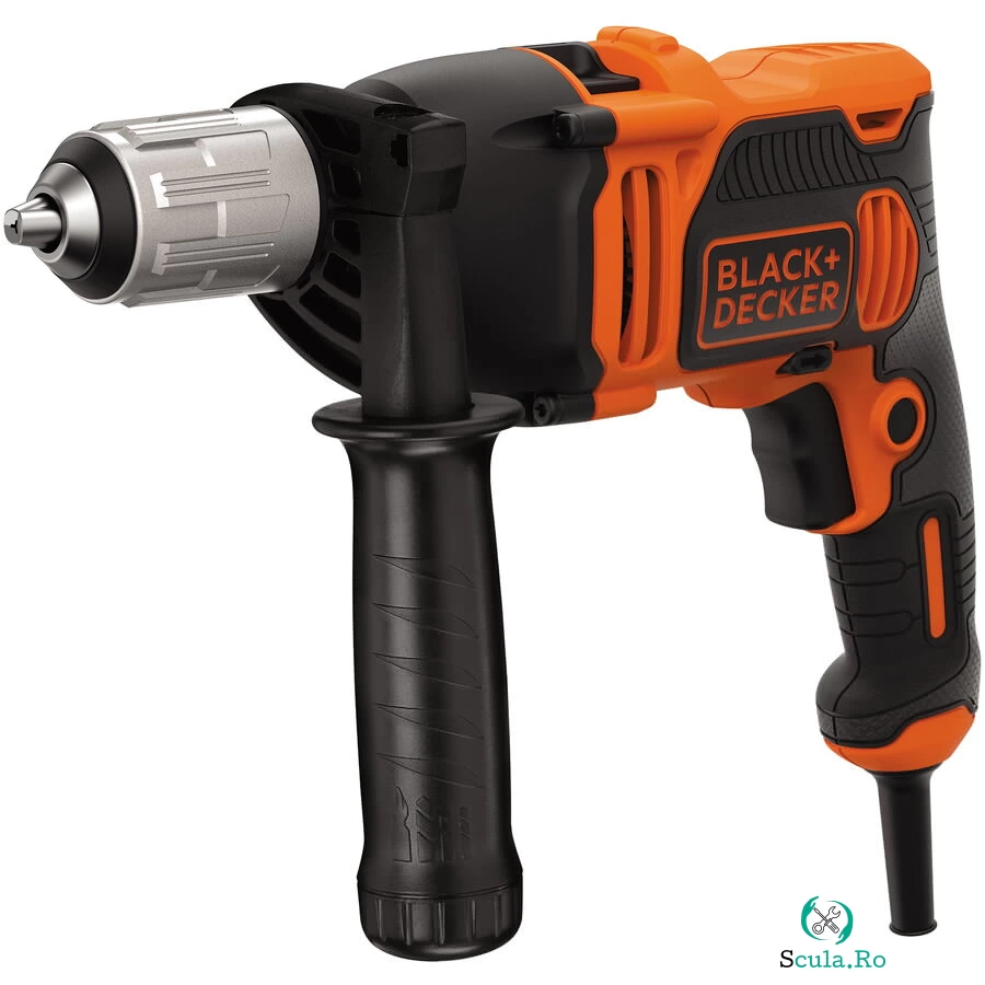 Black & Decker Masina de gaurit si insurubat (bormasina) cu percutie Black & Decker BEH850K-QS, 850 W, 220 V, 3200 RPM, 54.400 BPM, 32 mm gaurire maxima, 3 m lungime maxima