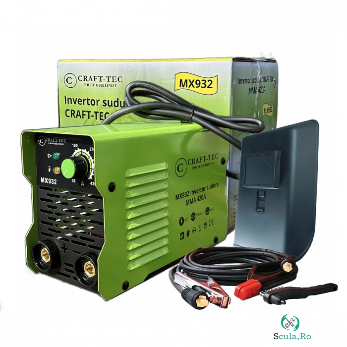 Aparat de sudura tip invertor Craft-Tec MMA420A, 420Ah, protectie supraincalzire, cooler de racire
