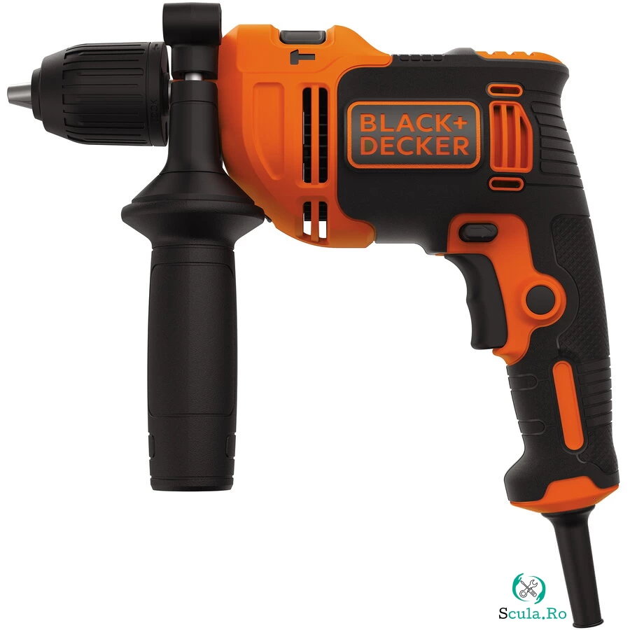 Black & Decker Masina de gaurit si insurubat (bormasina) cu percutie Black & Decker BEH710-QS, 710 W, 220 V, 2800 RPM, 47.600 BPM, 20 mm diametru amxim gaurire, 2.5 m lungime cablu