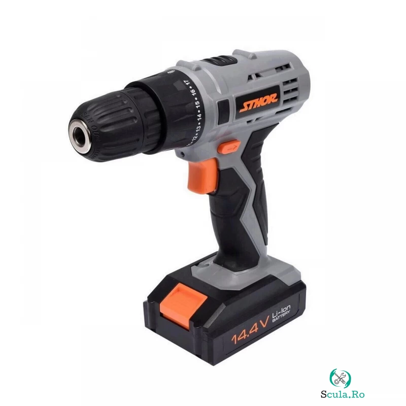 Bormasina cu acumulator Sthor 78982, Li-Ion, 14.4 V, incarcator, 1.3 Ah, 17 Nm, Led iluminare
