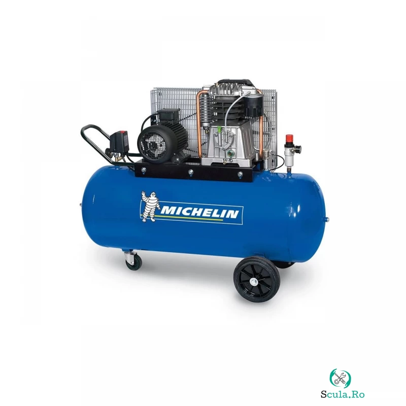 Compresor de aer cu piston monofazat, MICHELIN, tip MB150/3, 230V, rezervor 150l, debit 350l/min, 10 bar, ungere cu ulei