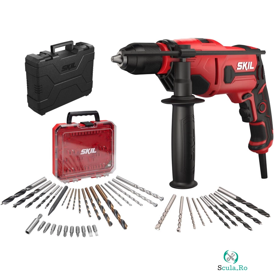 Skil SKIL 6725 GB, Masina de gaurit cu percutie 710 W, 30 Biti, 8 Burghie, Geanta la 406.62 lei ron