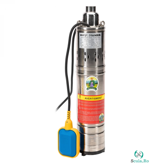 Pompa apa submersibila, de adancime Micul Fermier QGD3-120-1.1KW, tun, cu flotor