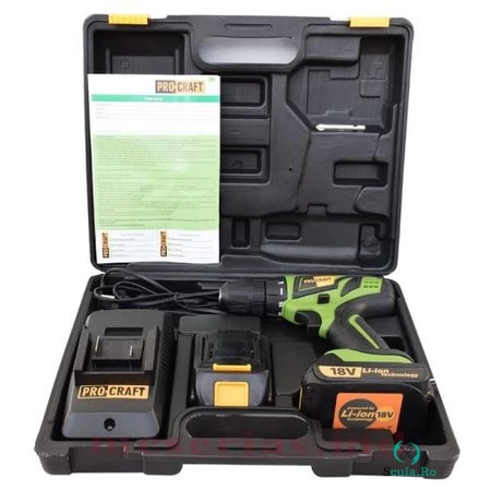 Bormasina cu acumulator,Model Procraft PA18PRO, 18V, Autofiletanta + Geanta Transport la 374.00 lei ron