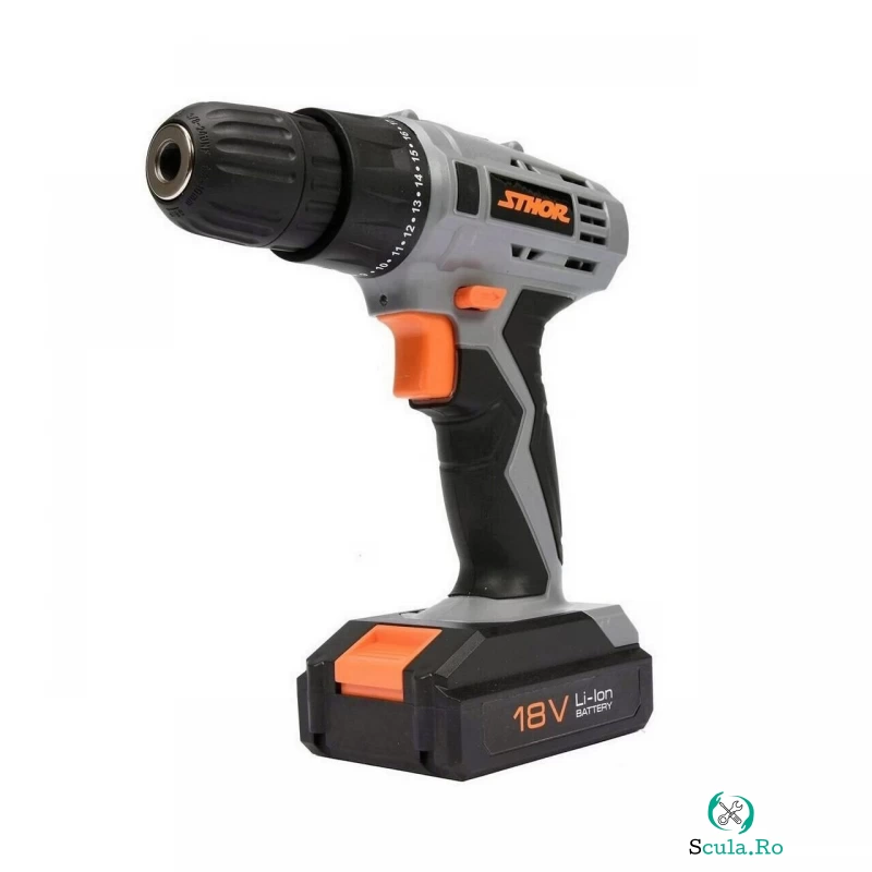 Bormasina cu acumulator Sthor 78983, Li-Ion, 18 V, incarcator, 1.3 Ah, 17 Nm, Led iluminare