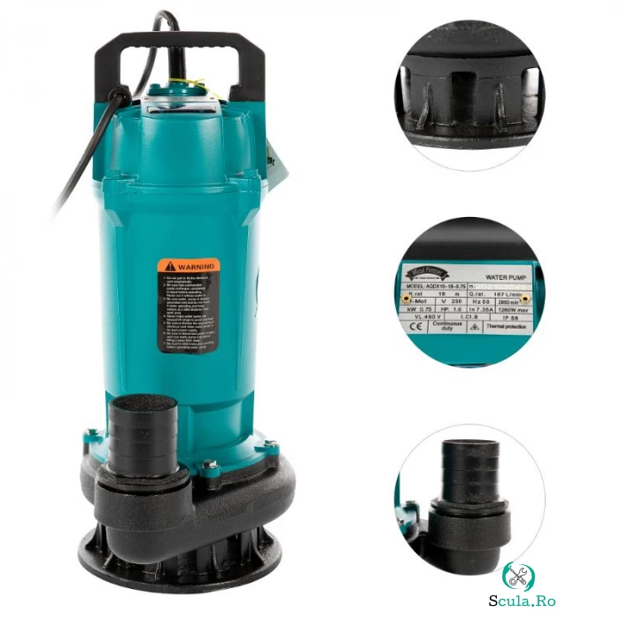 Pompa apa submersibila, Micul Fermier, QDX10-18M 0.75KW 2, 750w, 167l min, bobinaj cupru la 548.00 lei ron
